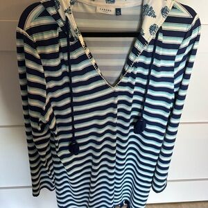 Cabana Life Blue and White Striped Swim Coverup
